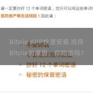 Bitpie APP快速安装 选择Bitpie的原因，你知道吗？