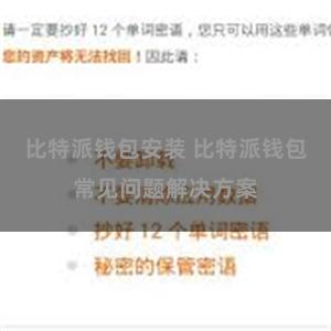 比特派钱包安装 比特派钱包常见问题解决方案